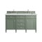 James Martin Vanities Brittany 60in Double Vanity, Smokey Celadon w/ 3 CM Ethereal Noctis Top 650-V60D-SC-3ENC - alternate 1